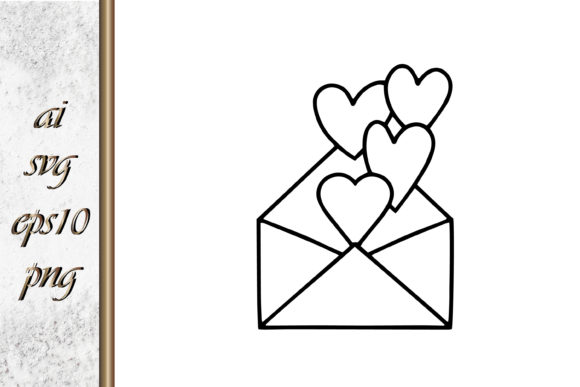Charming Doodle Love Envelope with Hearts Wedding Design