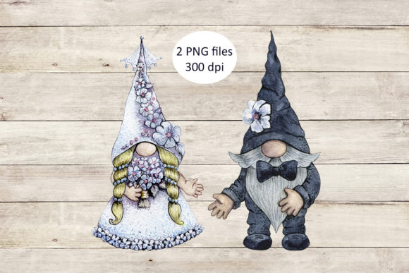 Charming Watercolor Wedding Gnomes Clipart for Your Projects
