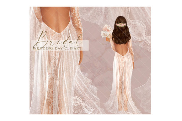 Elegant Bride Clipart: Perfect for Wedding Dress Designs