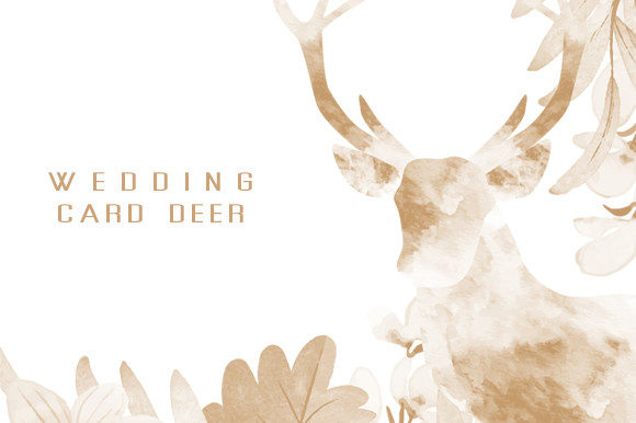 Enchanting Deer Watercolor Wedding Card Set for Rustic Designs