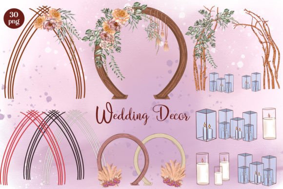Enchanting Wedding Decor Arch with Flowers Clipart for Your Projects