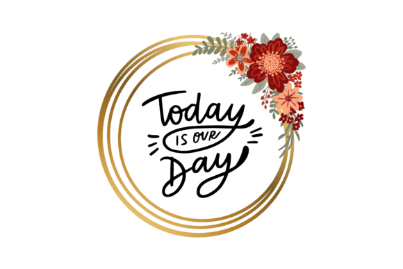 Flower Frame with Wedding Lettering: A Designer's Asset