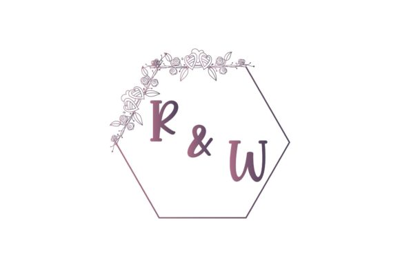 R & W Monogram Wedding Design: 5 Digital Files for Your Projects