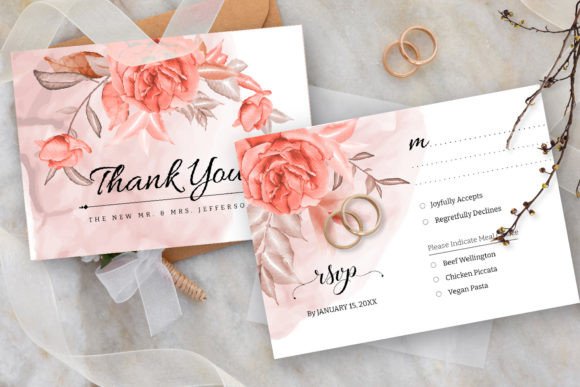 Stunning Floral Wedding Invitation Card: Watercolor Rose & Greenery