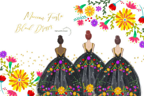 Stunning Wedding Princess Black Dresses Clipart for Your Projects