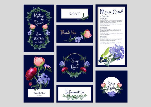 Wedding Cards & Invitations: Golden Frames and Greenery